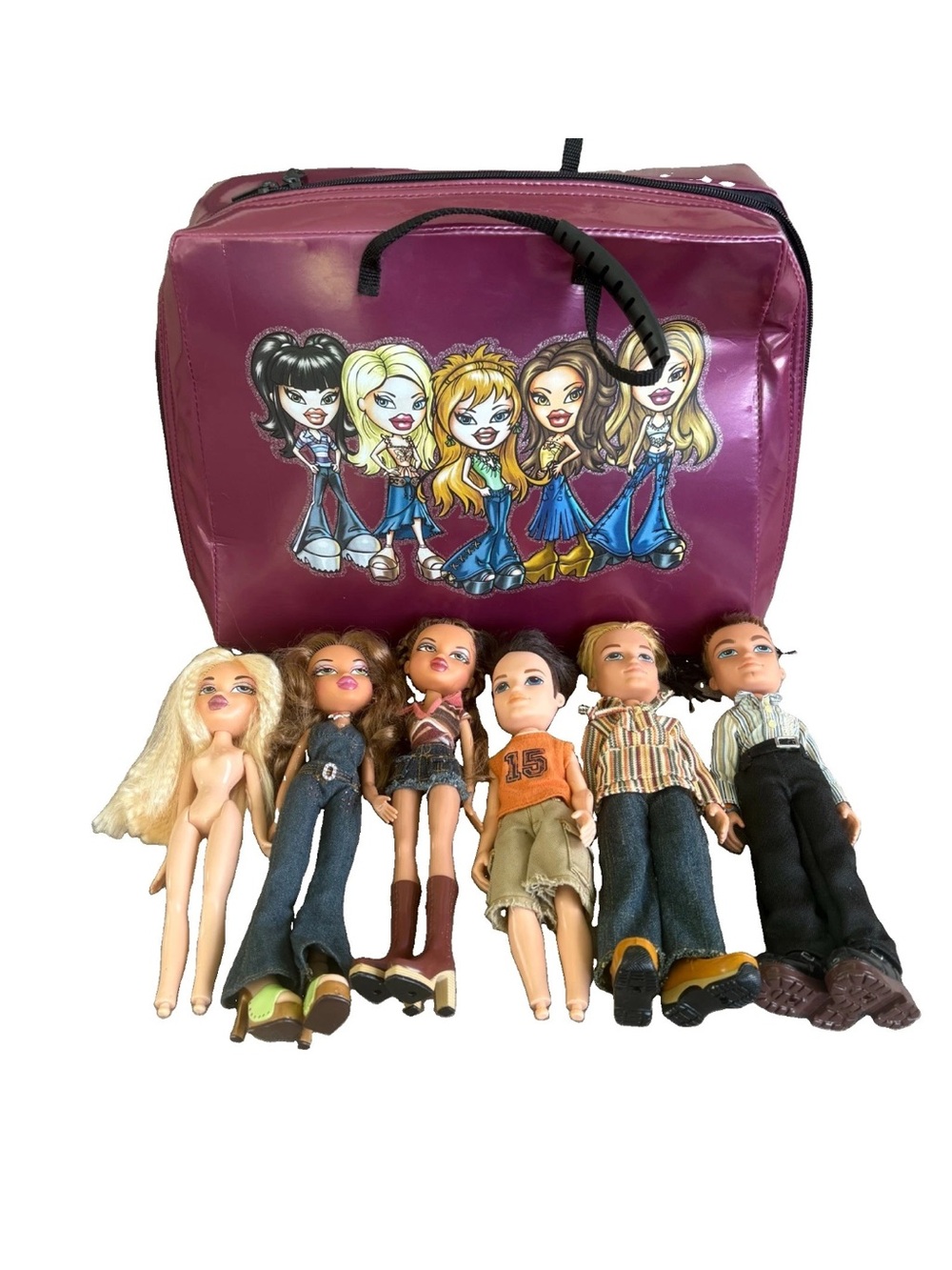 Vintage Y2K Bratz Dolls Lot of 6 + Travel Case